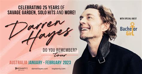 Darren Hayes Announces Bachelor Girl As Special Guests On His Do You