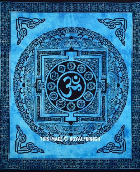 Turquoise Tibetan Style Om Tapestry Yoga Meditation Tie Dye Tapestry