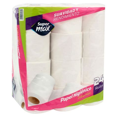 Comprar Papel Higiénico Marca Supermax 330 Hojas Dobles 24 Rollos