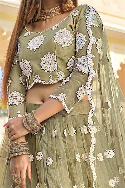 Buy Olive Green Net Lehenga Choli Nwg Online