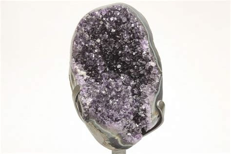 7 5 Sparkly Dark Purple Amethyst Geode With Metal Stand 208986 For