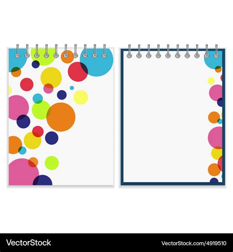 Spiral notebook with bright colorful cover design Vector Image