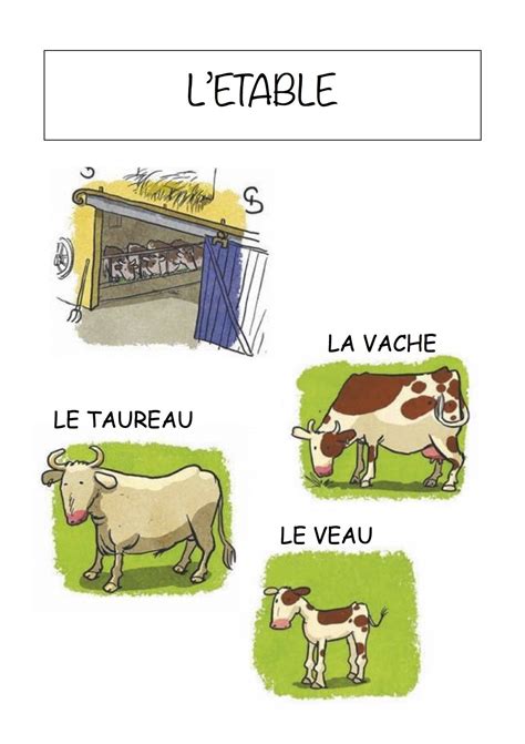 Vocabulaire De La Ferme Imagier Simple Pour La Maternelle L étable Thème Ferme Maternelle