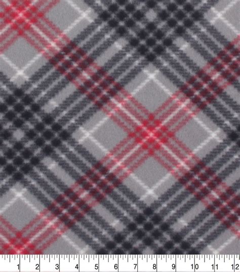 Blizzard Fleece Fabric Red Gray Raya Plaid Joann