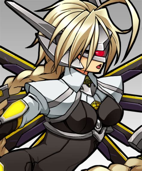 Safebooru 1girl Ahoge Blazblue Blonde Hair Lambda 11 Mecha Musume Puchi Pochi Visor Weapon