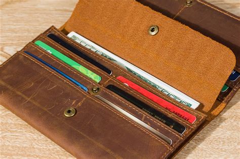 Genuine Leather Men Long Wallet Real Leather Man Card Holder Etsy