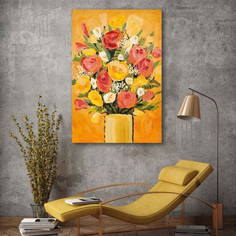 Artbyhannah X Inch Flower Canvas Bedroom Painting Wall Art With