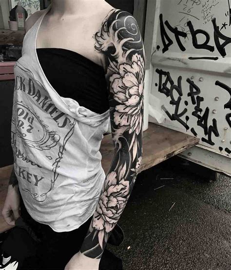 Blackwork Flowers Tattoo Sleeve Best Tattoo Ideas Gallery