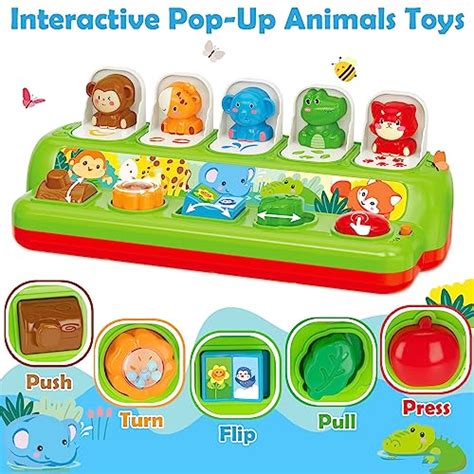 YEEBAY Pop Up Animals Toy with Music & Sound, Early Developmental Toy ...