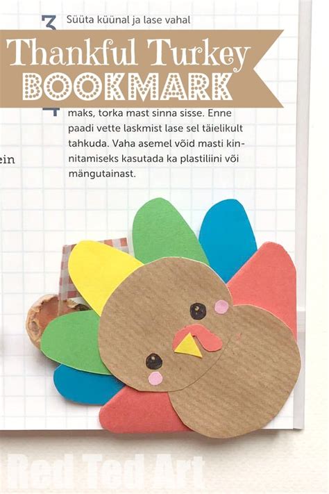 Turkey Bookmark Corner Diy Red Ted Art Kids Crafts