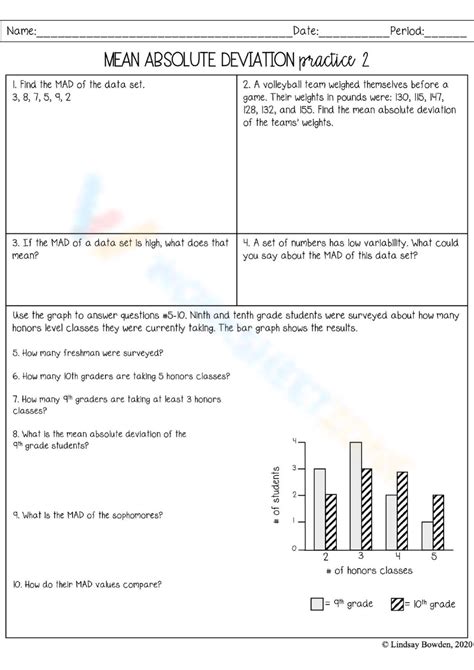 Grade Mean Absolute Deviation Worksheets Worksheets Library