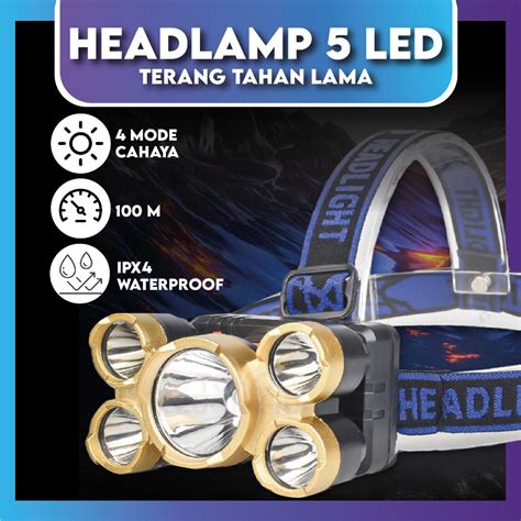 Jual Headlamp Senter Kepala Ipx Mode Cahaya Led Meter Super