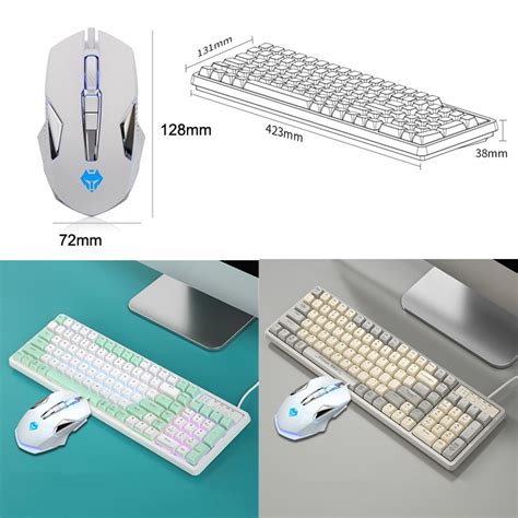 LANGTU GK Hot Plugs Red Shaft Backlight Mechanical Keyboard Mouse Set Matcha Green