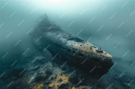 Premium Photo | A submarine exploring the wreckage of a sunken ...