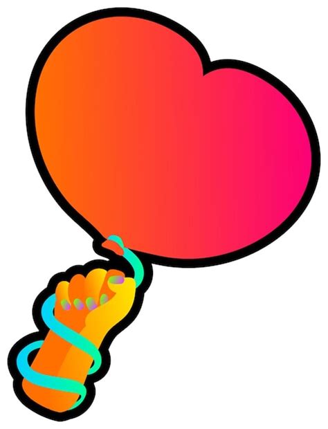 Premium Vector Neon Gradient Heart In Hand Fluorescent Sticker