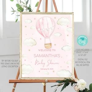 Hot Air Balloon Baby Shower Welcome Sign Editable Hot Air Balloon Welcome Sign Balloon Welcome