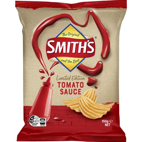 Smith S Limited Edition Tomato Sauce Crinkle Cut Chips 150g Woolworths