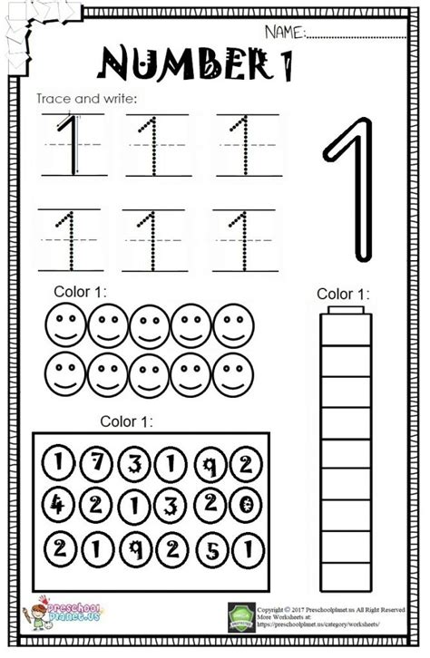 Number 1 Worksheet For Kids Preschoolplanet