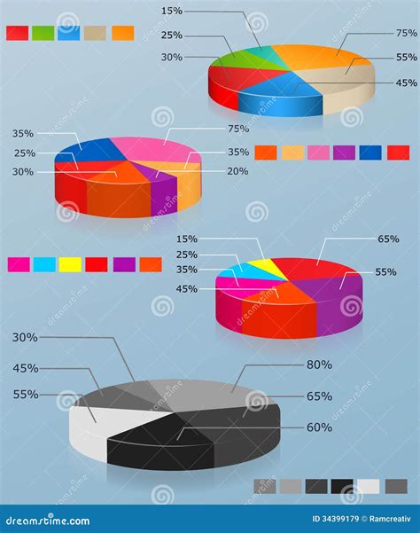 Pie Charts Set Of Of Multi Colored Pie Chart Stock Vector