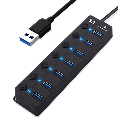 7 Port Usb30 Adapter Portable Usb Multiport Usb Hub Usb 30 Ports Hub With Individual Switches