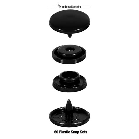 Hello Hobby 1 2 Plastic Black Snap Fasteners 60 Count