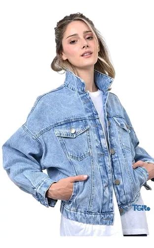 Campera Rígida De Jean Mujer Boyfriend Oversize Vintage T GRO