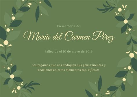 Plantillas De Tarjetas Para Difuntos Gratis Canva