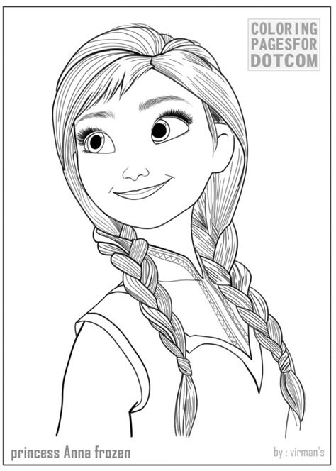 Get This Free Coloring Pages Of Princess Anna From Disney Frozen 17381