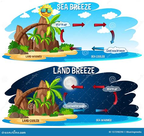 Sea Breeze And Land Breeze Cartoon Vector | CartoonDealer.com #67891315