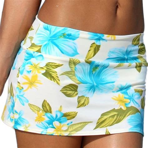 Bikini Bottom Sexy Women Swimwear Print Swimsuit Skirted Floral White