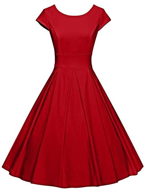 Gowntown Womens 1950s Vintage Dresses Short Sleeves Cocktail Stretchy Party Dresses With Pocket