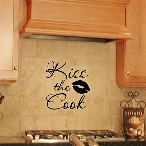 Kiss The Cook Vinyl Wall Decal Kitchen Wall Decal Kitchen Etsy