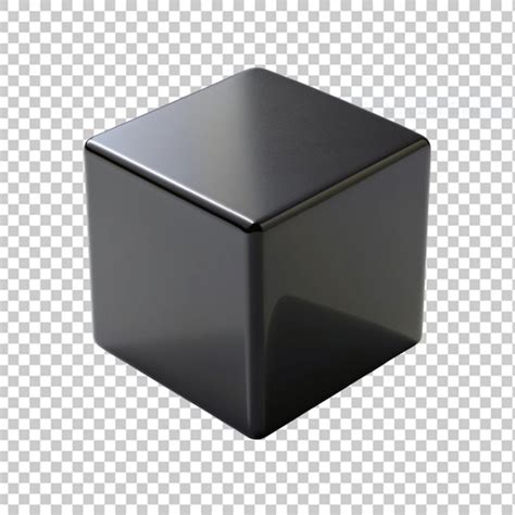 premium psd black cube  transparent background
