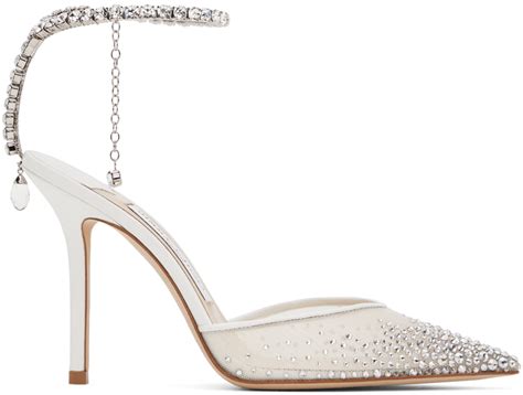 Jimmy Choo White Silver Saeda Heels Ssense