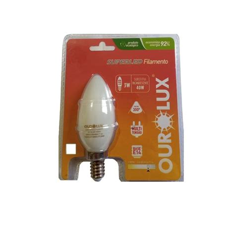 Lâmpada Led Vela Leitosa Fosca 3W E14 Luz Fria Ourolux Lâmpada