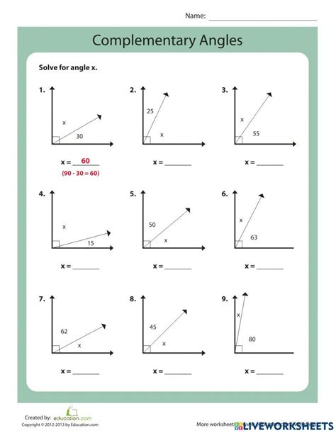 Free supplementary angles worksheet to print, Download Free ...