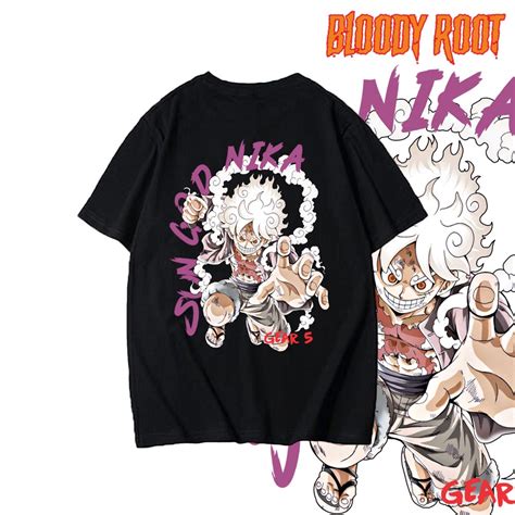 Jual Kaos One Piece Luffy Gear Fifth Sun God Nika Hitam Monkey D