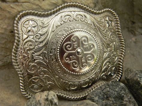 Mens Belt Buckle Silver Belt Buckle Western by StepOriginals