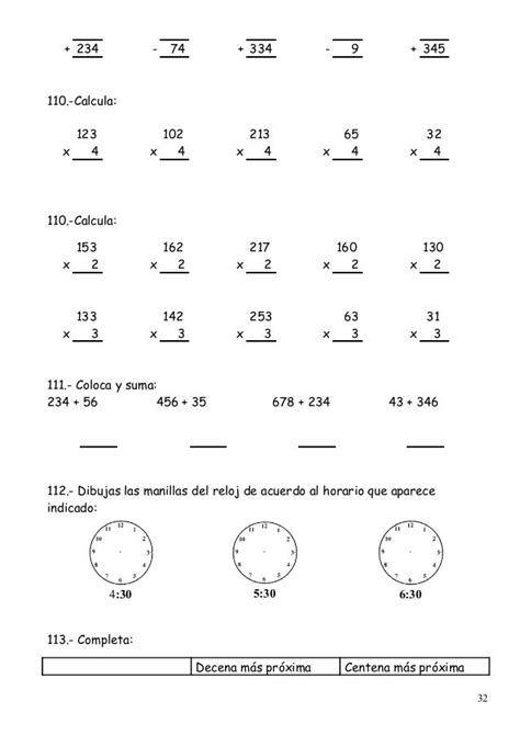 Cuaderno De Multiplicaciones Una Cifra Dos Cifras Tres