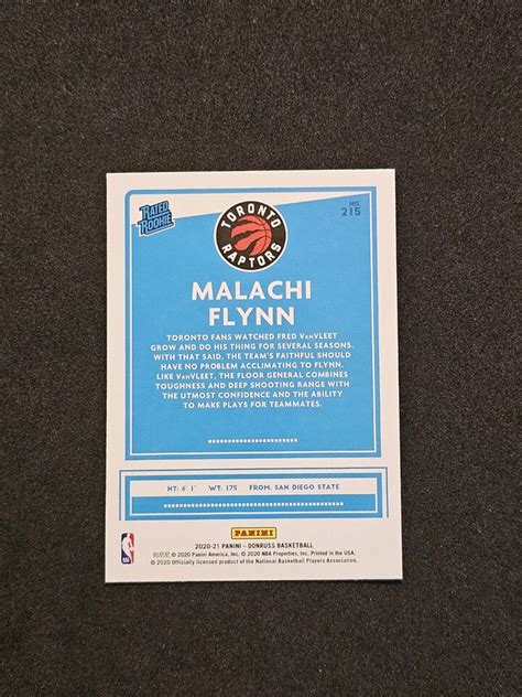 Donruss Malachi Flynn Rated Rookie Rc Raptors Mint Ebay