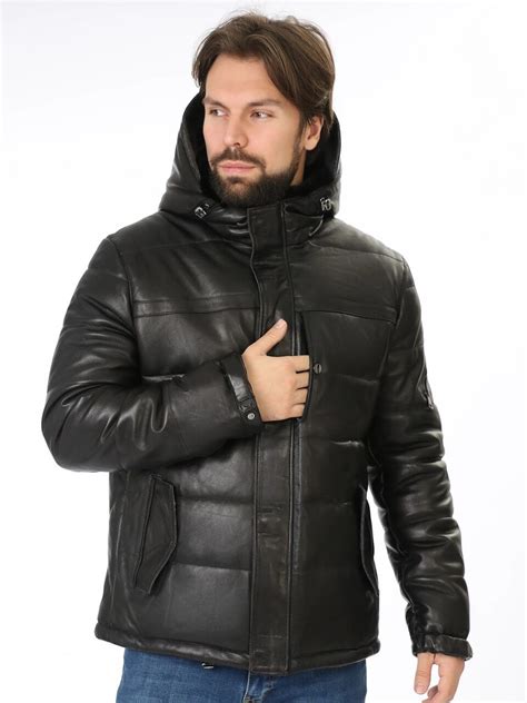 Nordik кожаный пуховик с капюшоном с -10% скидкой