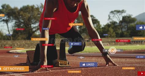 Animation Of Notification Bars African American Athlete With