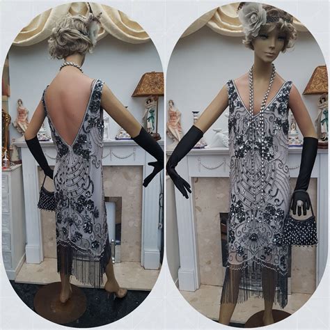 gatsby flapper dress art deco sequin bead dress fringed beaded