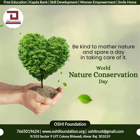 Oshi Foundation World Nature Conservation Day Free Education पर्यावरण