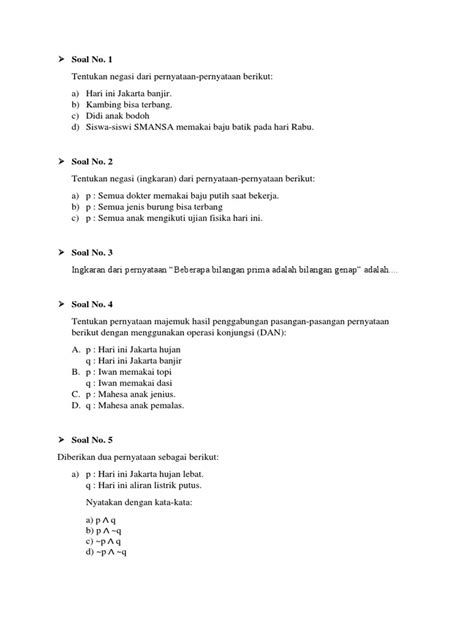 Soal Soal Logika Matematika Pdf