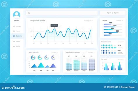 Infographic Dashboard UI Kit With Diagrams Pie Charts Line Progress