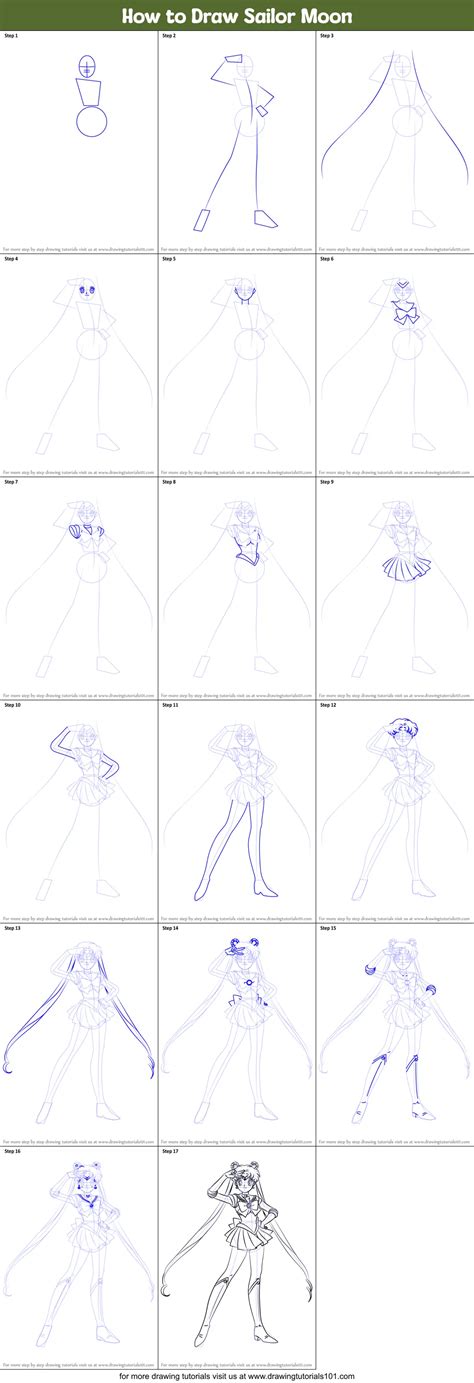 How To Draw Sailor Moon Printable Step By Step Drawing Sheet