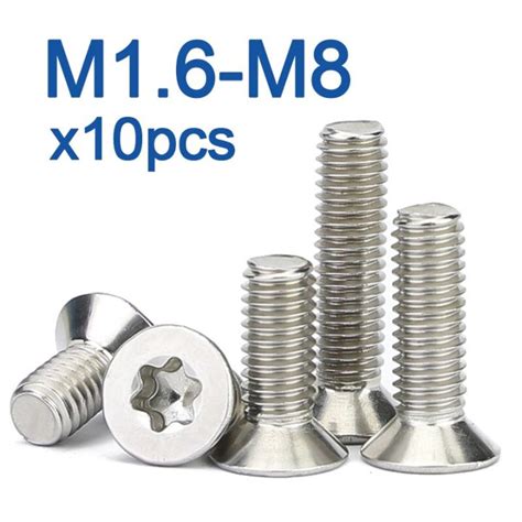 10pcs Lot Six Lobe Torx Flat Countersunk Head Screw Bolt M1 6 M2 M2 5