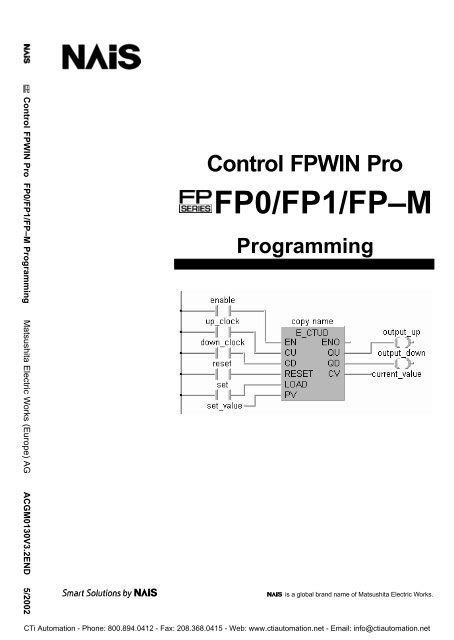 Panasonic Control FPWIN Pro Programming Manual CTi Automation