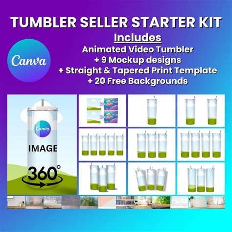 Starter Kit Canva Drag And Drop Oz Tumbler Mockup Video Animated